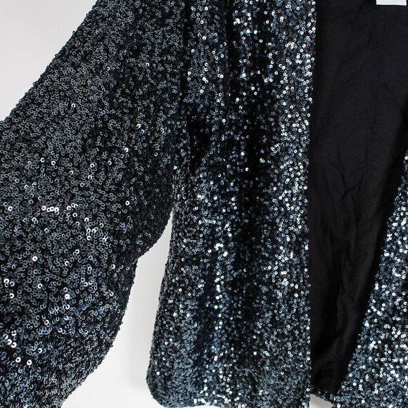 GAP Silver Sequin Jacket - Perfect for Parties, Size Medium, NWT - Picture 2 of 7